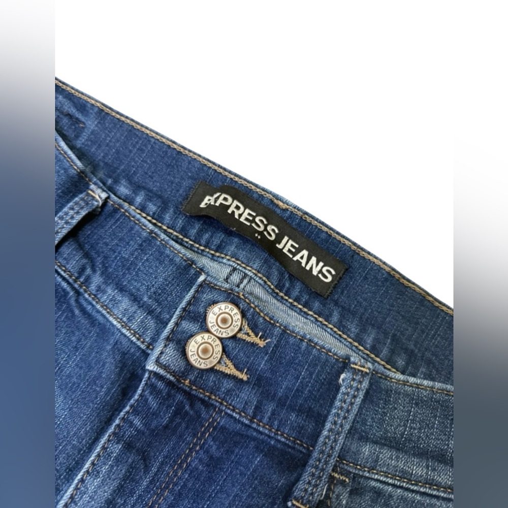Express Cropped Legging Jeans Size 12 Mid Rise Blue Denim - Picture 5 of 7